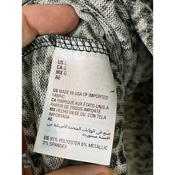 INC International Concepts Metallic Animal Print Cold Shoulder Top Size Large - Picture 10 of 11